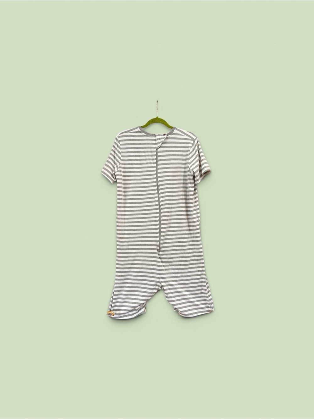 Striped Short-Sleeve Romper - Gray & White